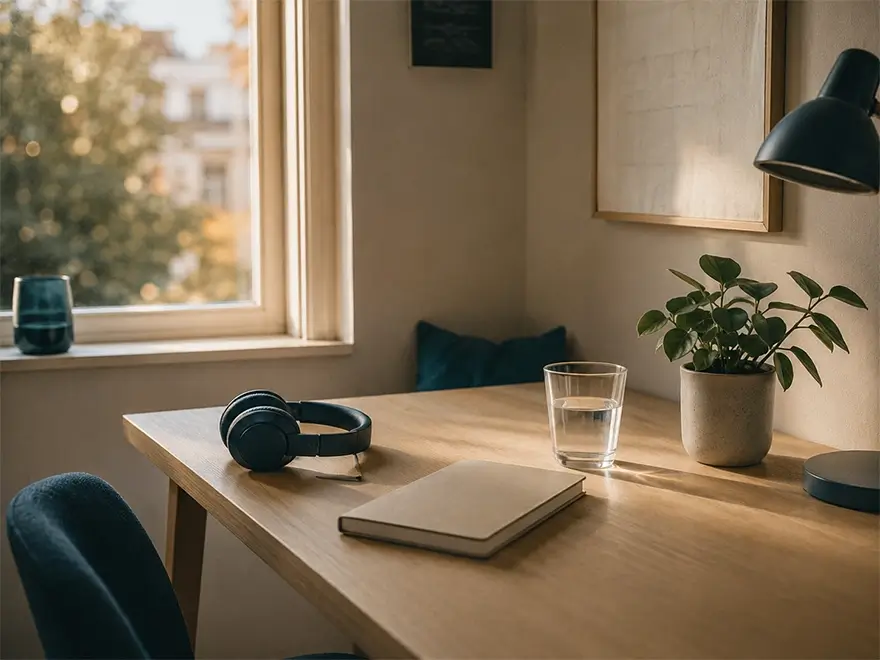 Pencere kenarında öğrenci masası